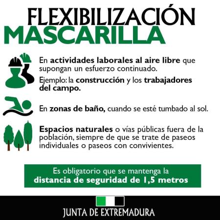 Imagen Flexibilización del uso de la mascarilla en Extremadura